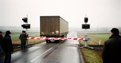 Ciężarówka wyłamała rogatki na przejeździe w Jełowej